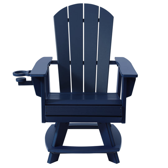 Malibu Outdoor HDPE Swivel Adirondack Patio Dining Chair With Cup Holder