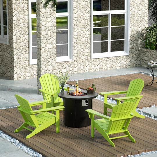 Dylan Outdoor Patio Adirondack Chair with Round Fire Pit Table Sets