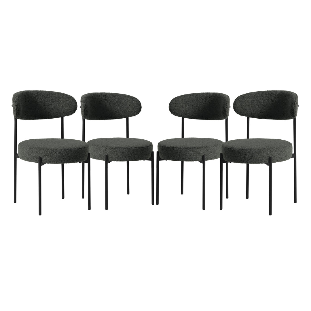 Alexandria Mid-Century Modern Upholstered Sherpa Round Dining Chairs (Set of 4)