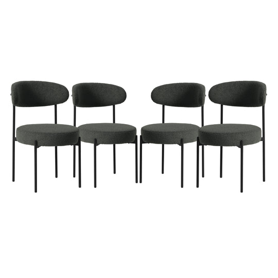 Alexandria Mid-Century Modern Upholstered Sherpa Round Dining Chairs (Set of 4)