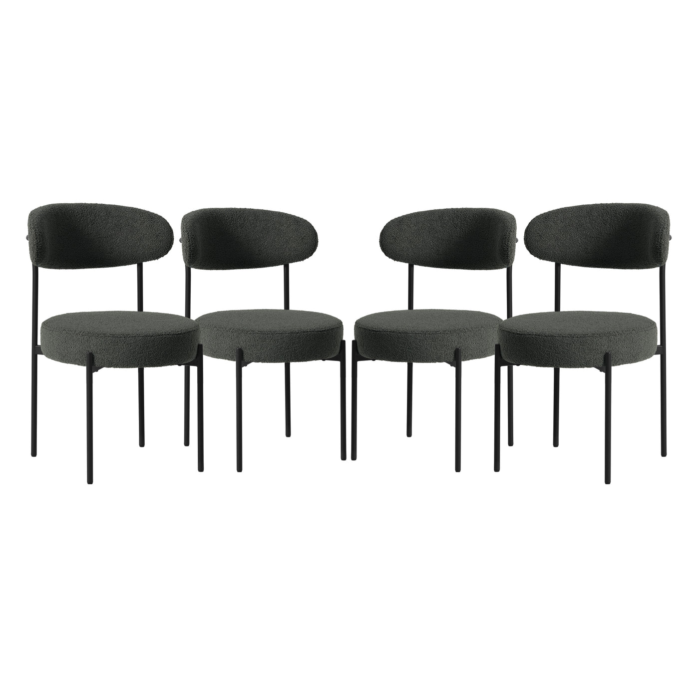 Alexandria Mid-Century Modern Upholstered Sherpa Round Dining Chairs (Set of 4)