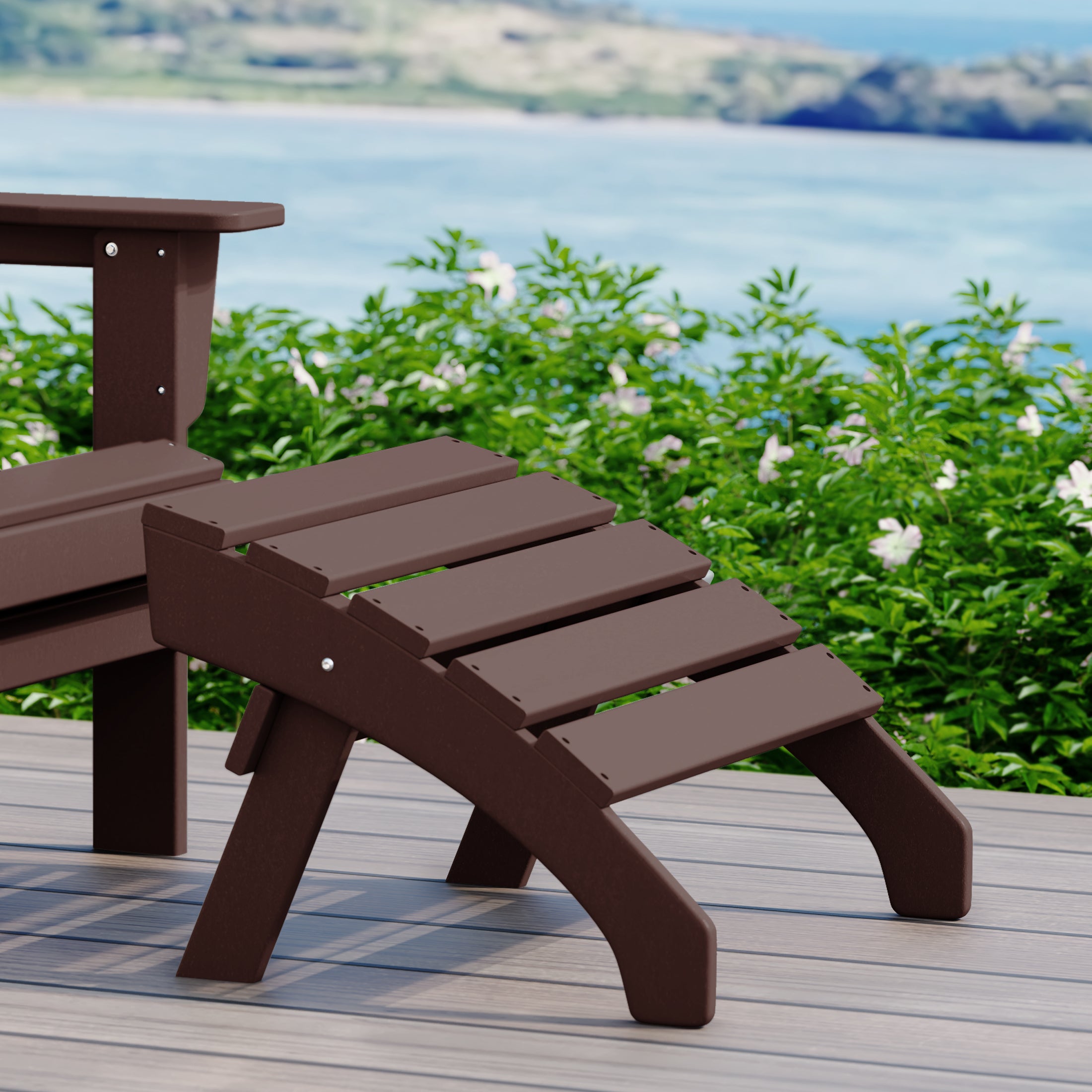 Dylan Outdoor Patio HDPE Adirondack Ottoman Footrest