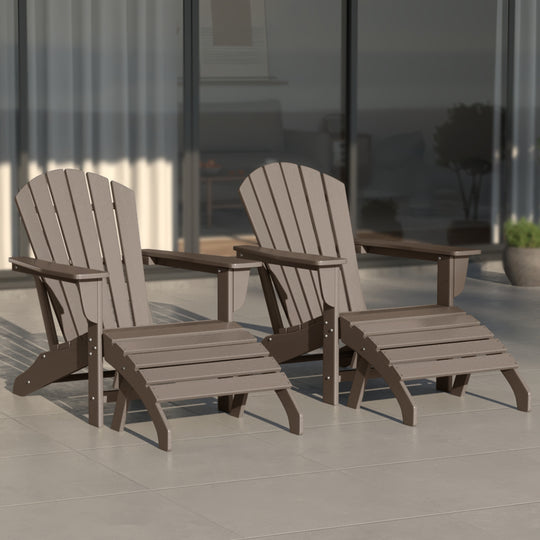 Dylan Outdoor Adirondack Chair With Ottoman 4-Piece Set