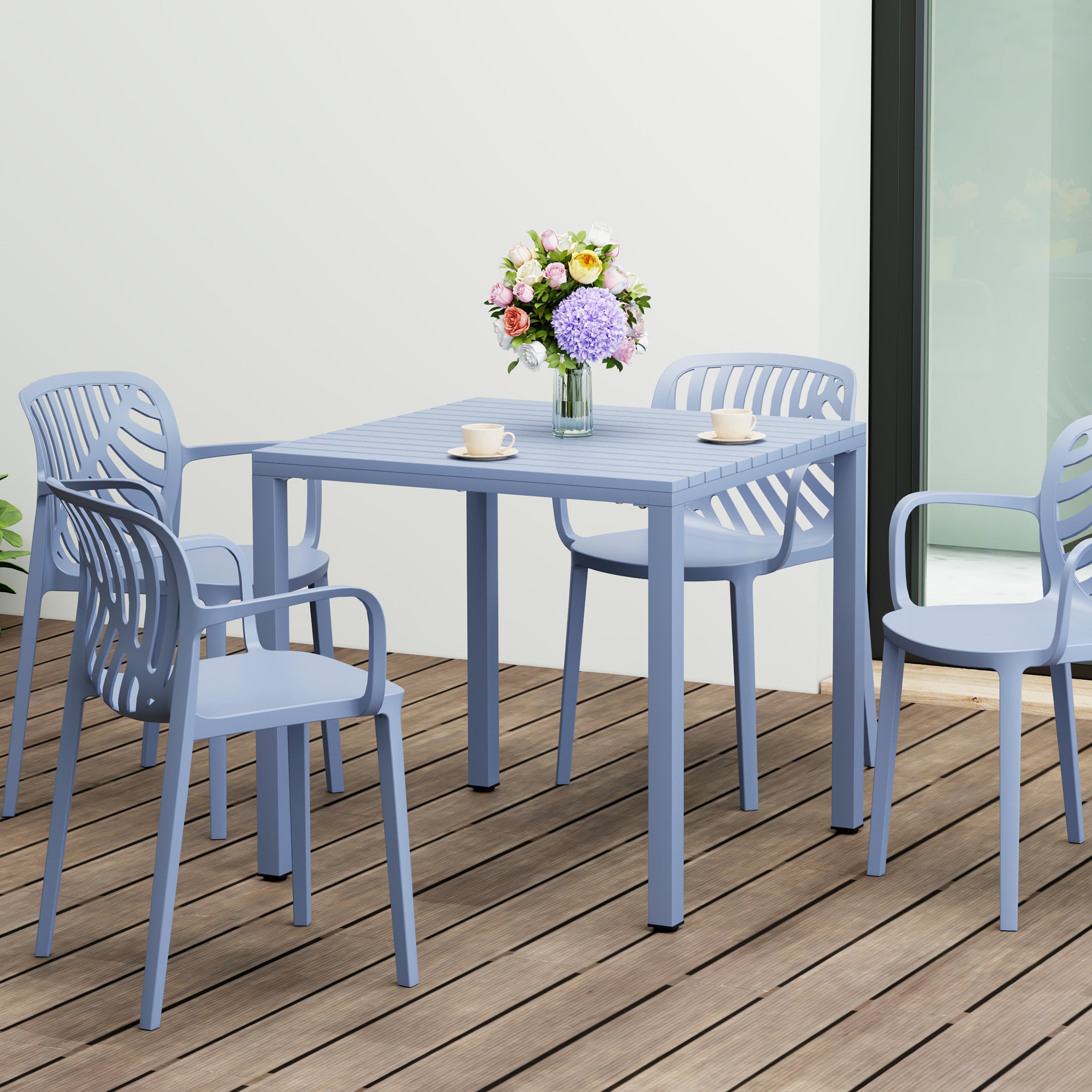 Playa 31.5" Iron Metal Frame Outdoor Square Patio Dining Table