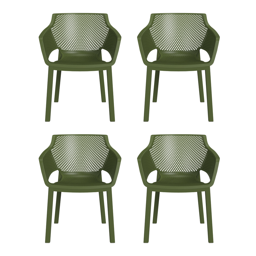 Playa Outdoor Modern Stackable Plastic Resin Patio Dining Armchair (Set of 4)