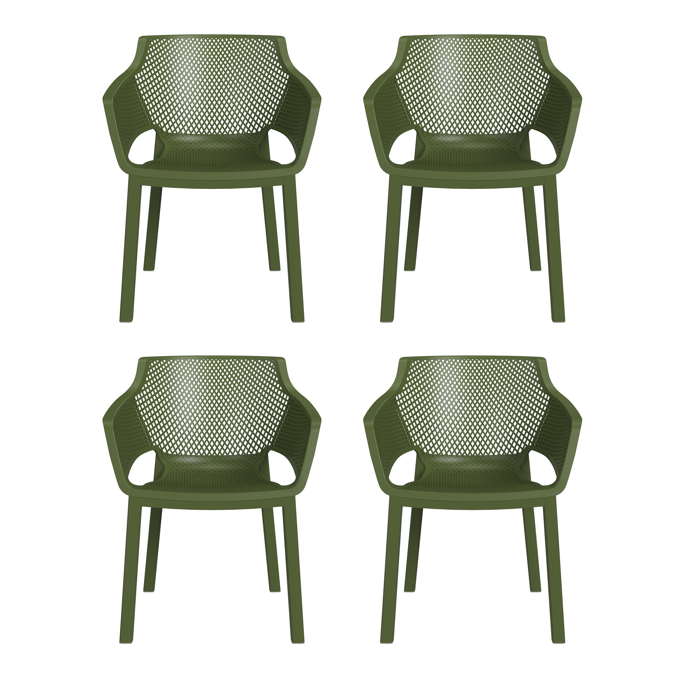 Playa Outdoor Modern Stackable Plastic Resin Patio Dining Armchair (Set of 4)