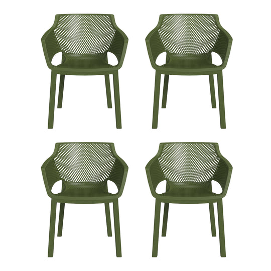Playa Outdoor Modern Stackable Plastic Resin Patio Dining Armchair (Set of 4)