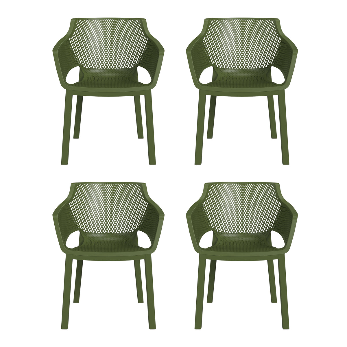 Playa Outdoor Modern Stackable Plastic Resin Patio Dining Armchair (Set of 4)