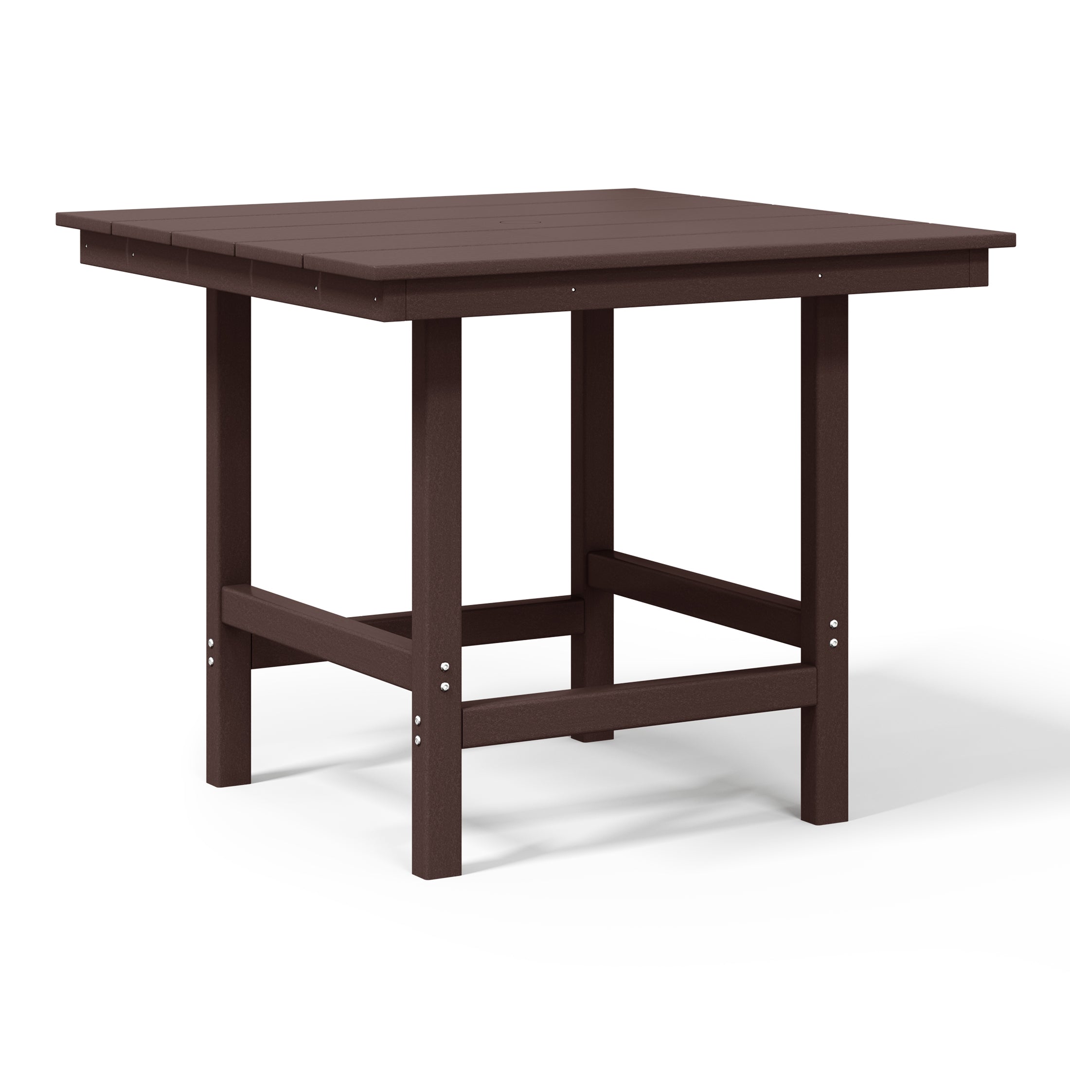 Ashore Outdoor HDPE 36" Square Patio Dining Table with Umbrella Hole