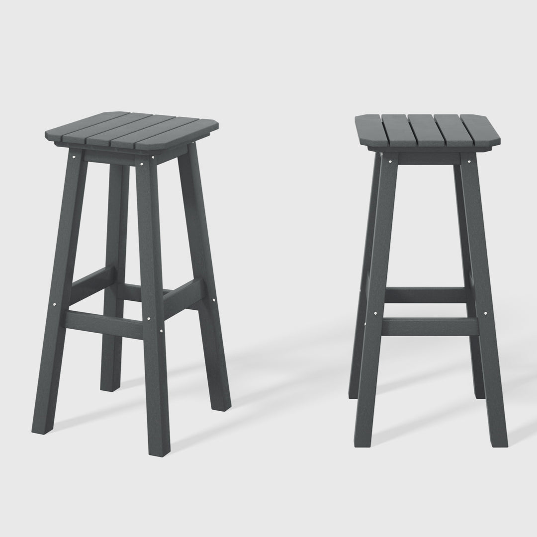 Malibu 29" HDPE Outdoor Patio Square Bar Height Bar Stool (Set of 2)