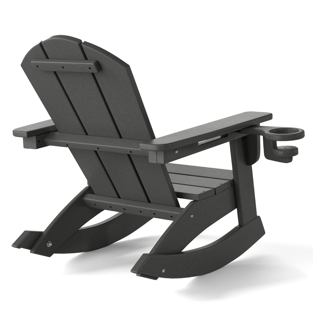 Malibu Outdoor HDPE Plastic Preschool Toddler Classic Adirondack Rocking Chairs (Set of 2)