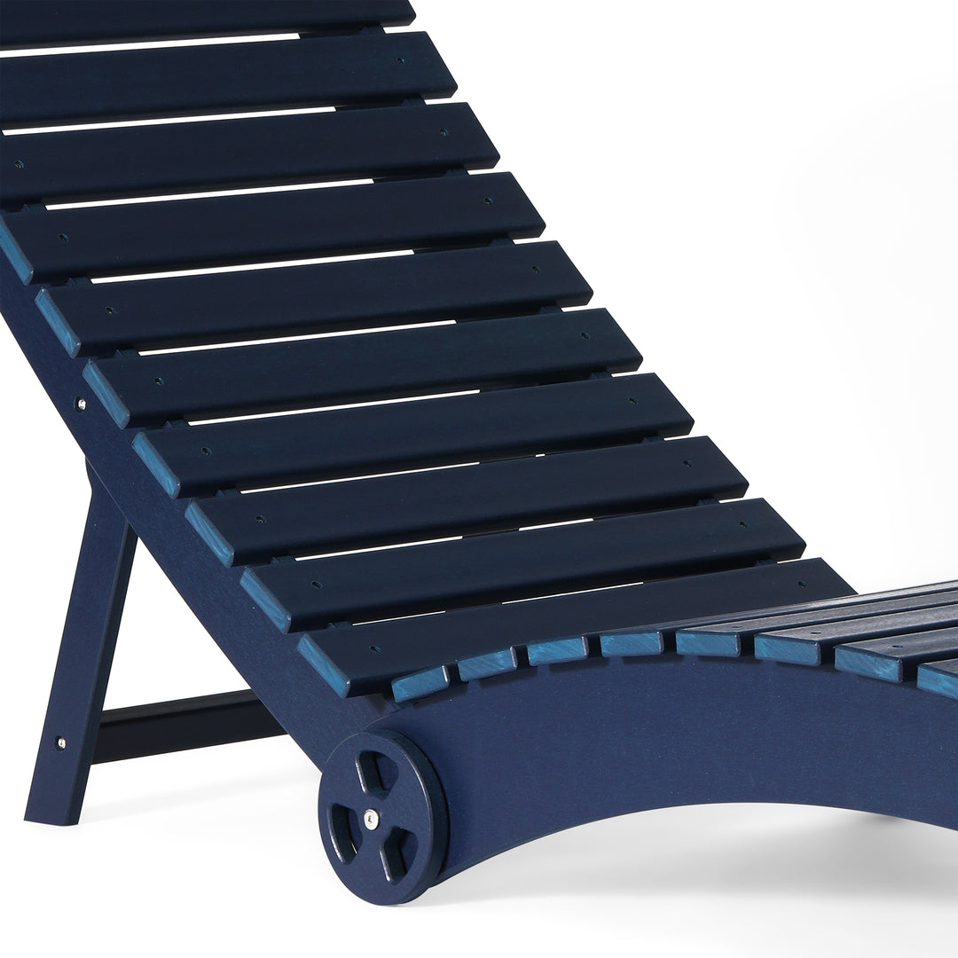 Outdoor HDPE In-Pool Patio Chaise Lounge Chair With Wheels