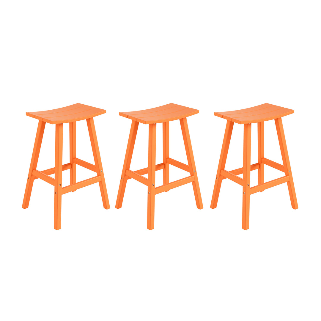 Malibu 29" HDPE Outdoor Patio Bar Height Bar Stools (Set of 3)