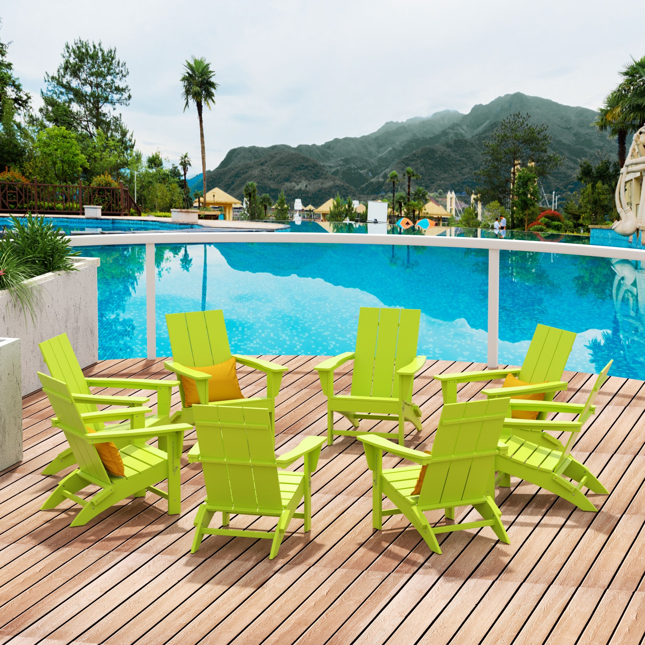 Ashore Modern Poly Folding Adirondack Chair Set (Set of 8)