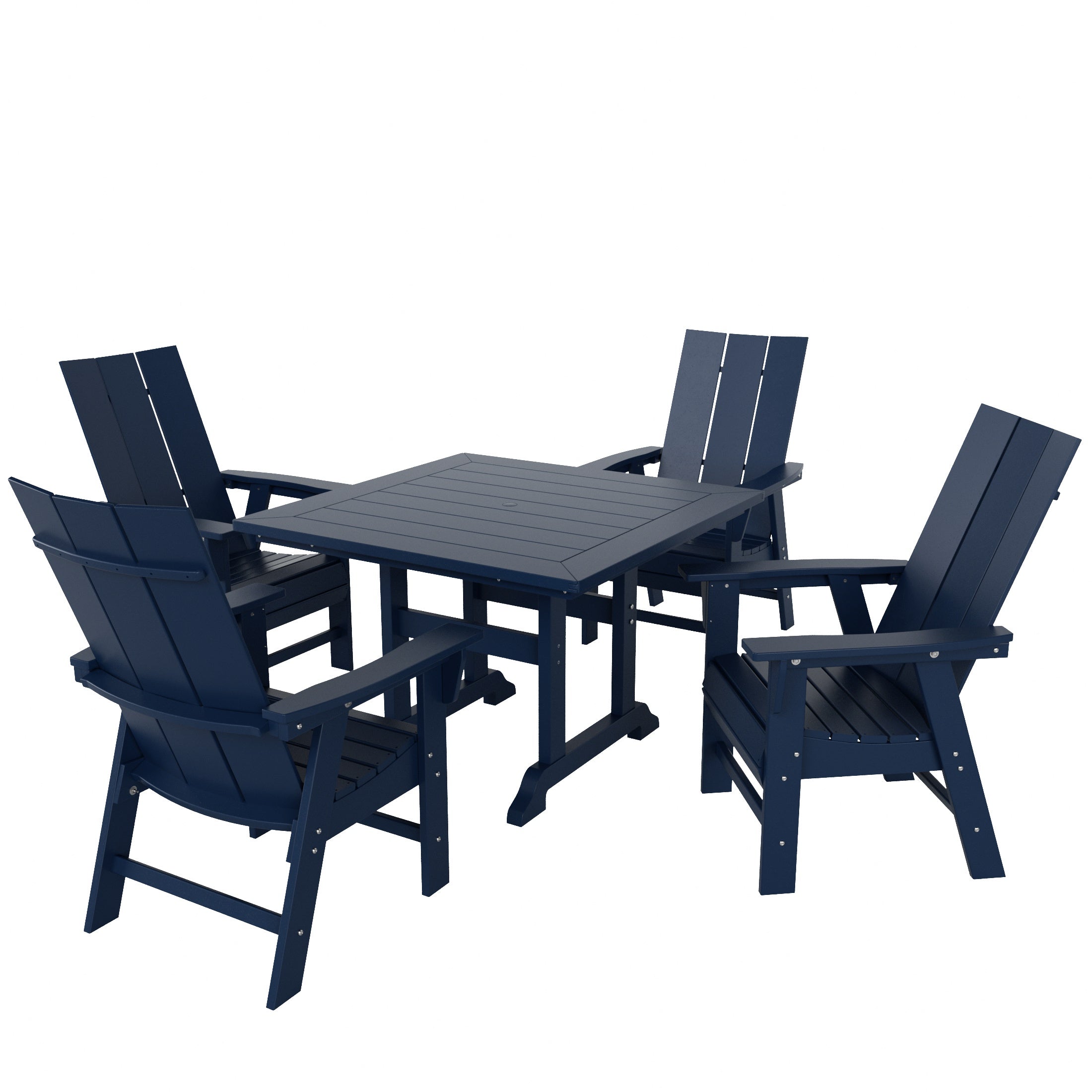 Ashore 5 Piece Outdoor Patio Dining Square Table and Modern Armchair Set