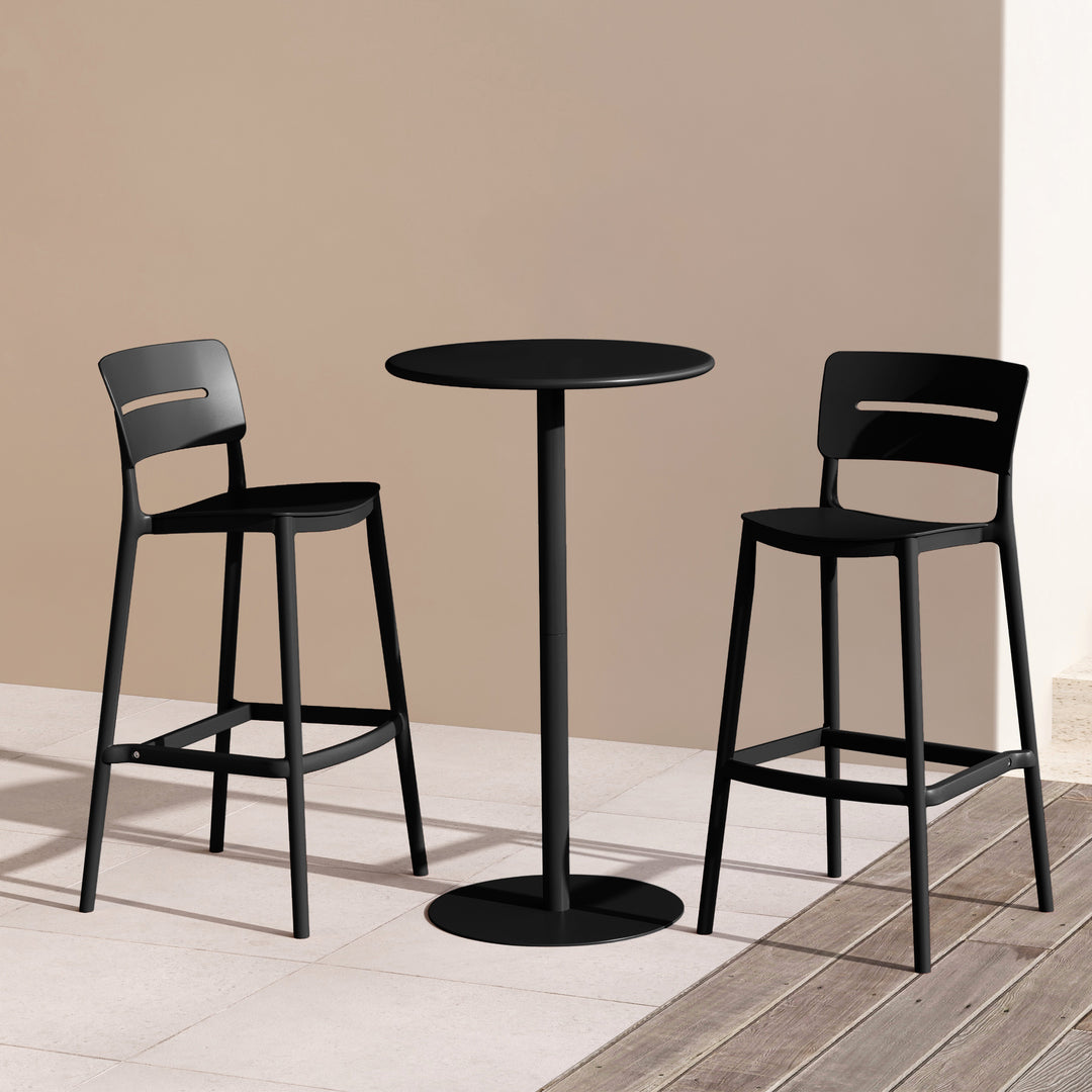 Playa 3-Piece Outdoor Adjustable Round Bar Height Patio Table Dining Set