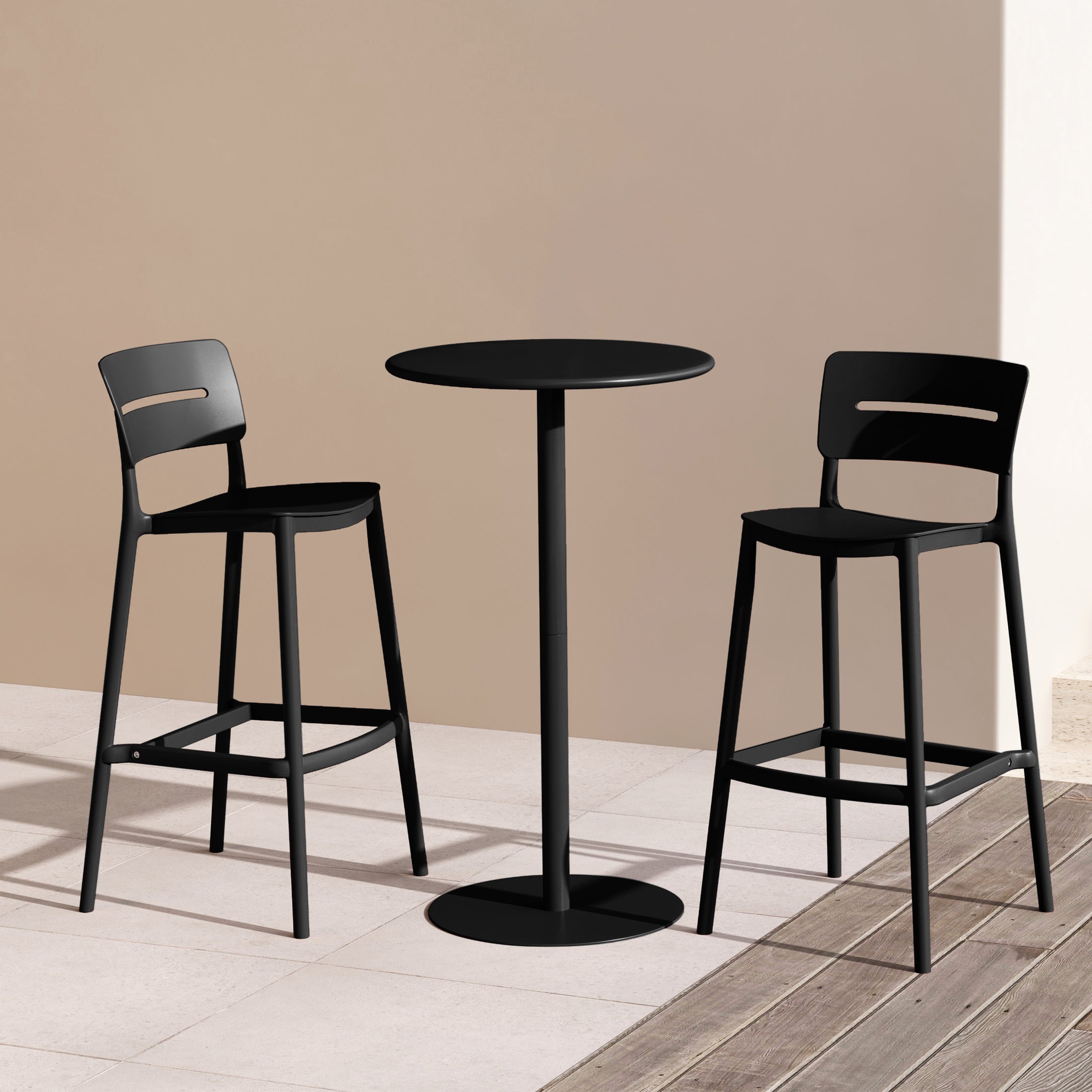 Playa 3-Piece Outdoor Adjustable Round Bar Height Patio Table Dining Set