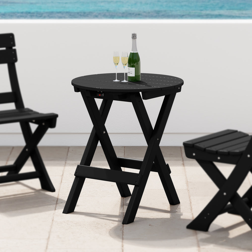 Malibu HDPE Outdoor 24.5 Inch Round Portable Folding Patio Dining Table
