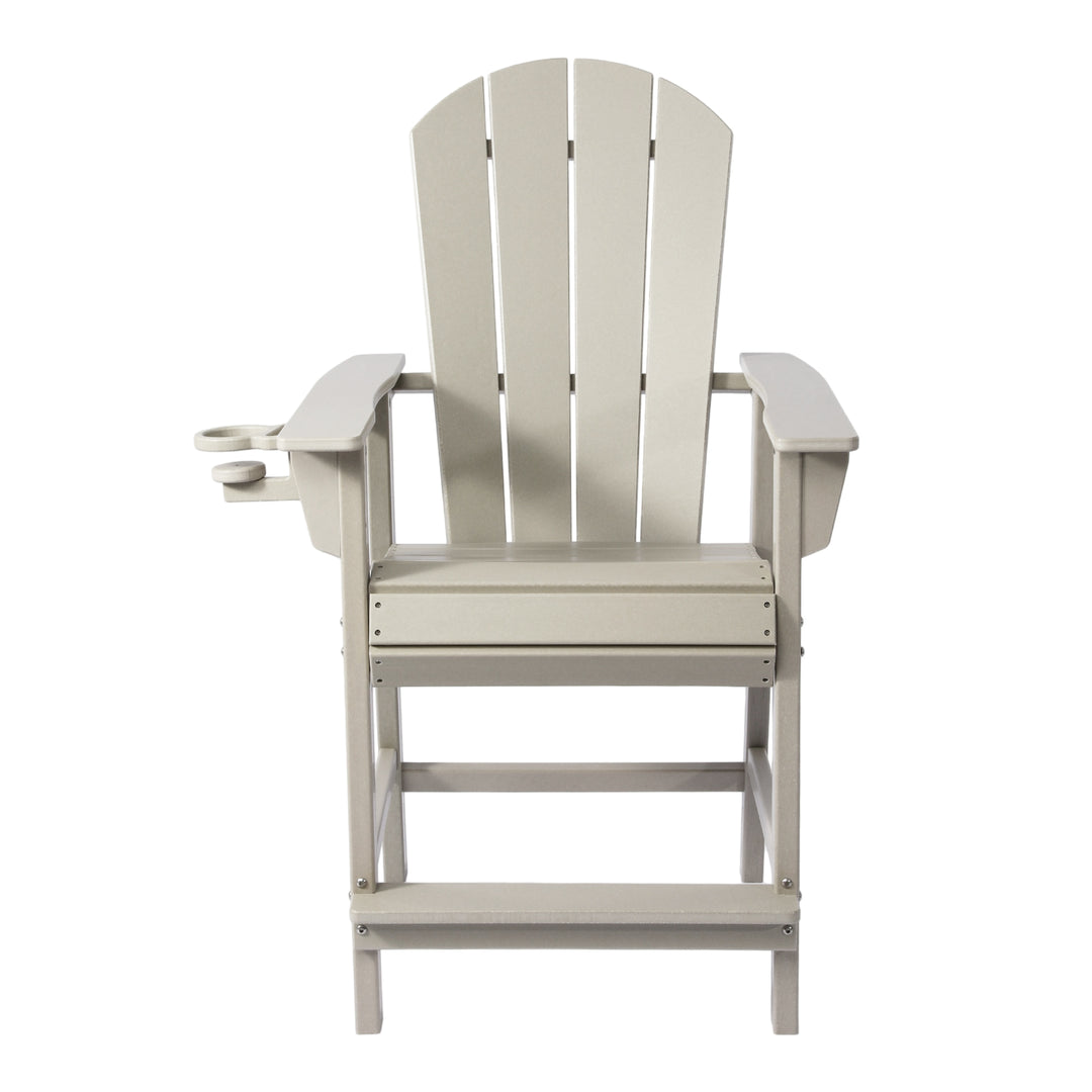 Malibu Outdoor HDPE  Tall Adirondack Counter Height Bar Chair With Cup Holder