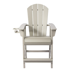 Malibu Outdoor HDPE  Tall Adirondack Counter Height Bar Chair With Cup Holder
