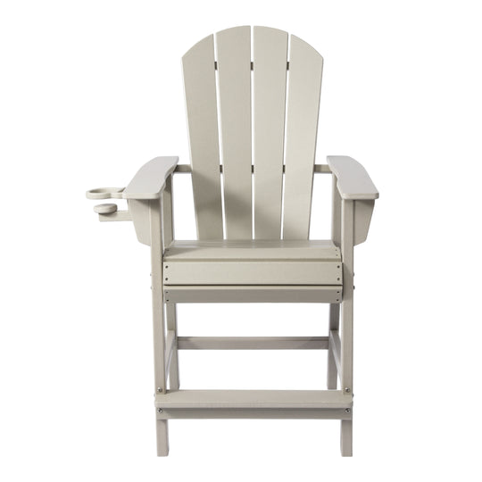Malibu Outdoor HDPE  Tall Adirondack Counter Height Bar Chair With Cup Holder