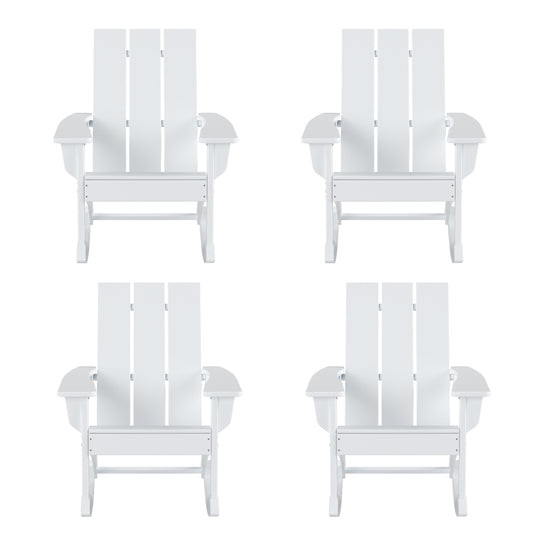 Ashore Outdoor Patio Modern Adirondack Rocking Chair (Set of 4)