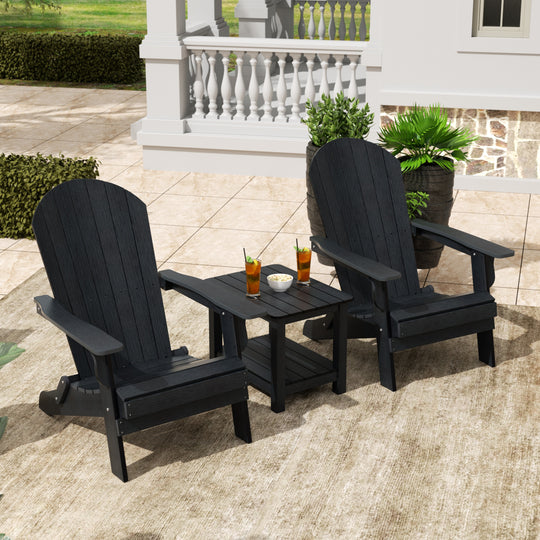 Tuscany HIPS 3-Piece Outdoor Folding Adirondack Chair With Side Table Set