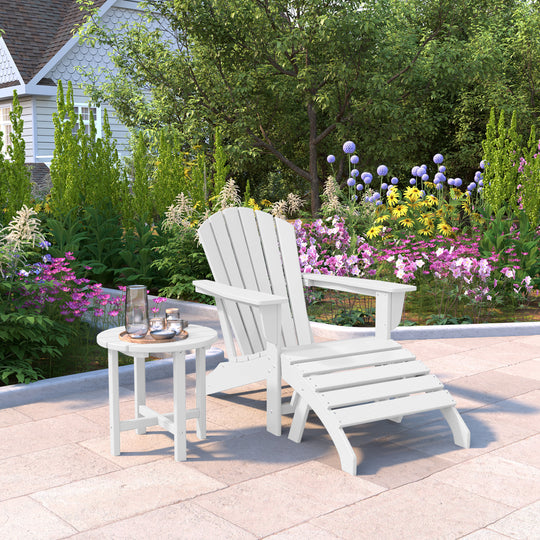 Dylan Outdoor Adirondack Chair With Ottoman And Side Table 3-Piece Set
