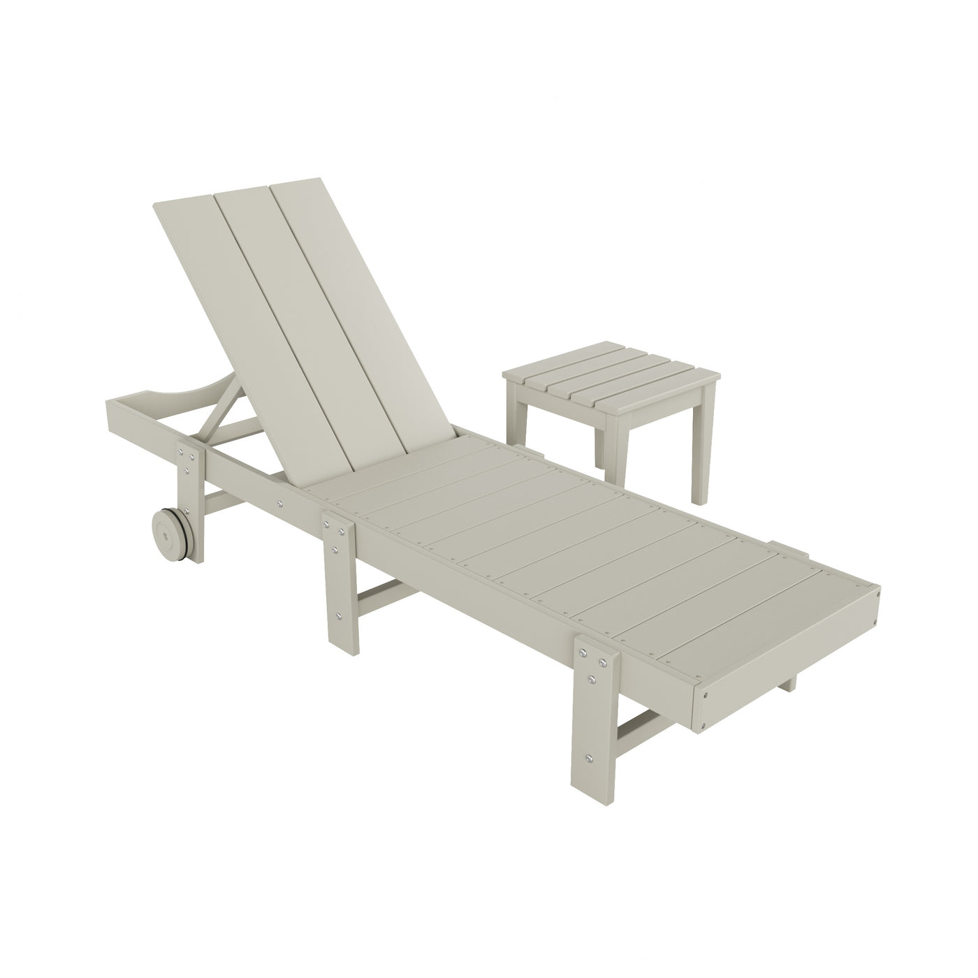 Ashore 2 Piece Modern Poly Reclining Chaise Lounge With Wheels