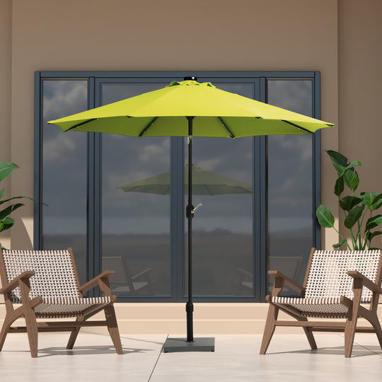 Cyrus 9 ft. Patio Solar Power LED lights Market Umbrella