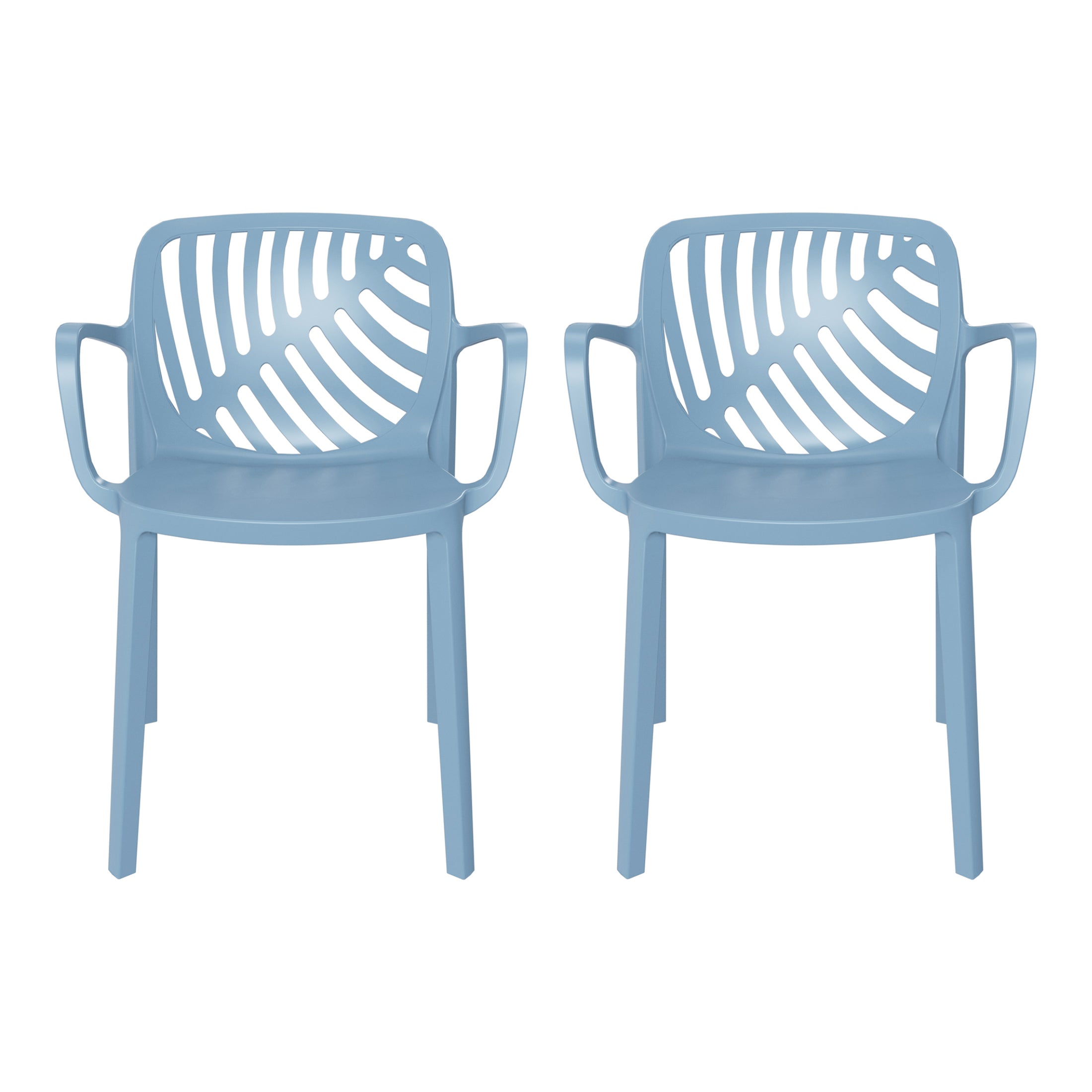 Playa Outdoor Modern Stackable Patio Dining Armchairs (Set of 2)