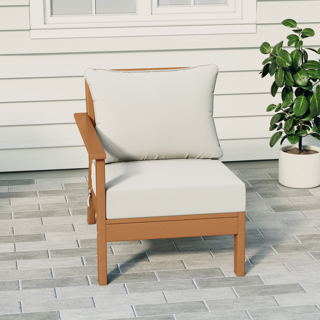 Avalon Outdoor Patio HDPE Left Arm Sectional Corner Club Chair with Patio Cushions