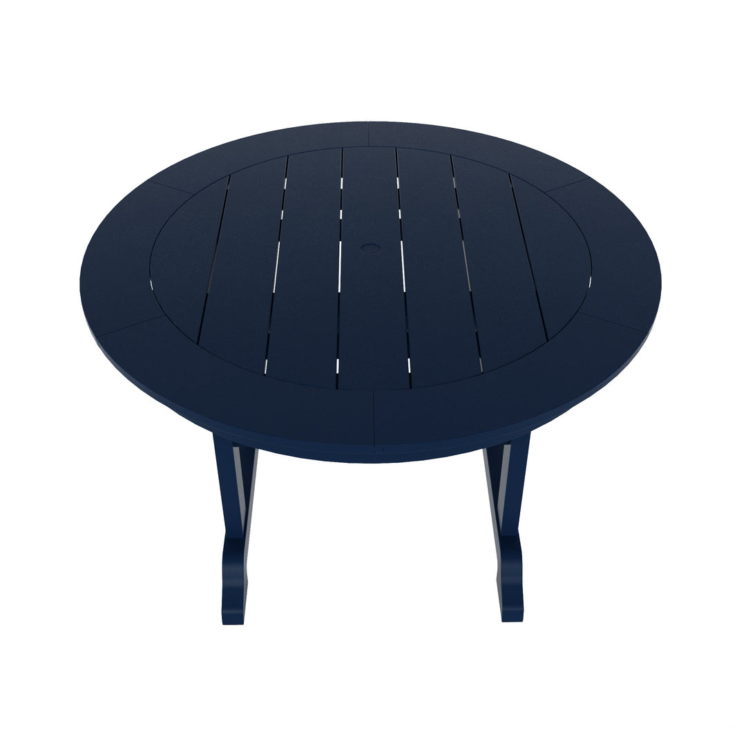 Malibu 5-Piece HDPE Round Patio Dining Table Set with Foldable Chairs