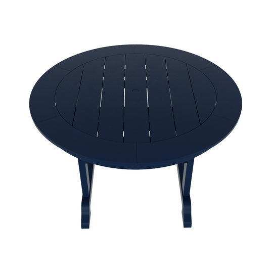 Malibu 5-Piece HDPE Round Patio Dining Table Set with Foldable Chairs