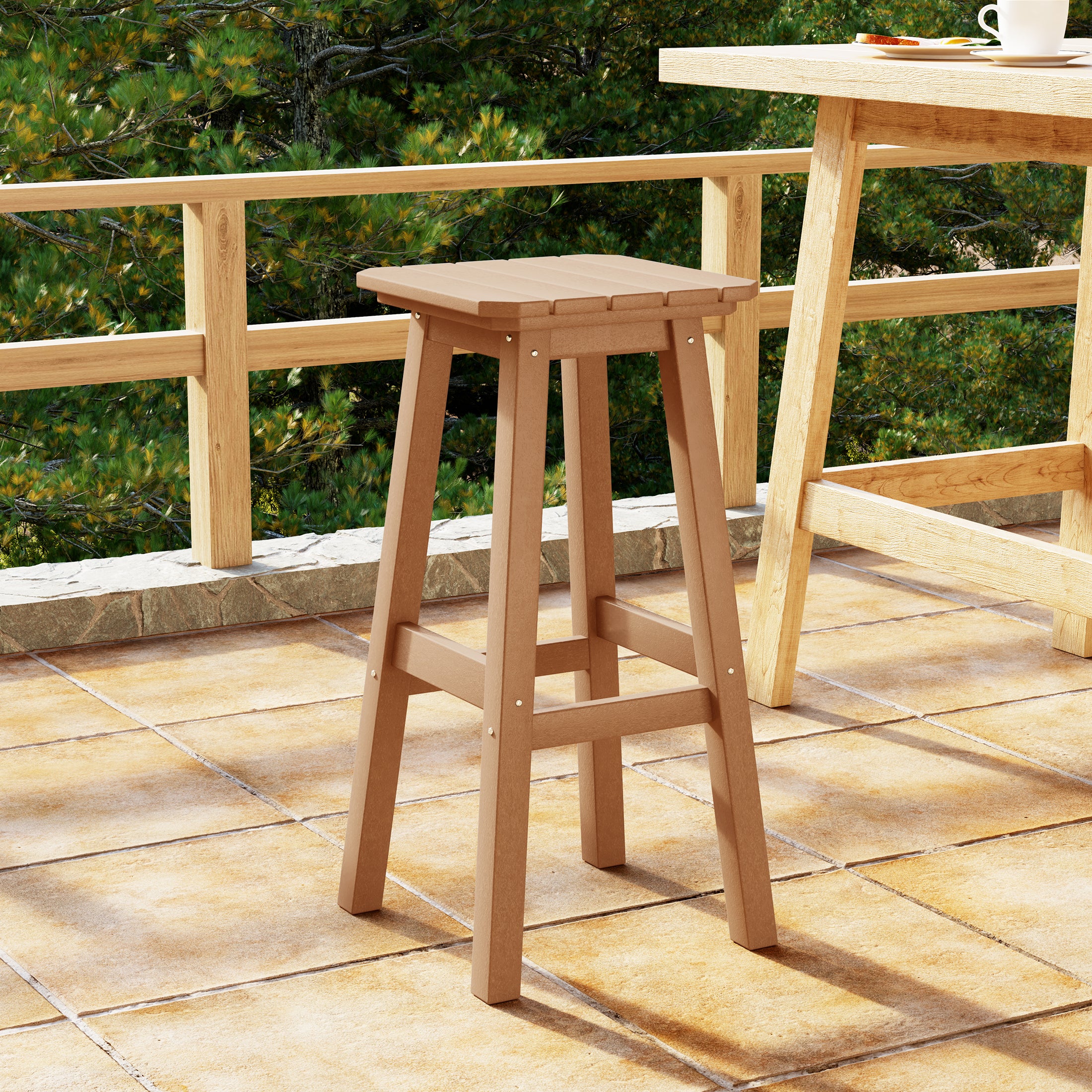 Malibu 29" HDPE Outdoor Patio Square Backless Bar Stool