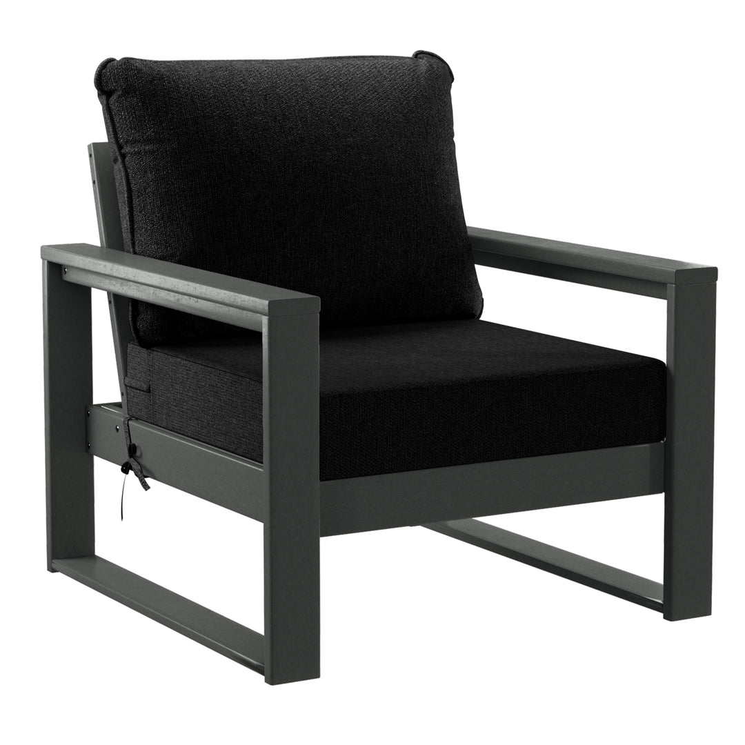 Montara Outdoor Modern HDPE Patio Club Chair with Waterproof Deep Seat Cushions (Set of 2)