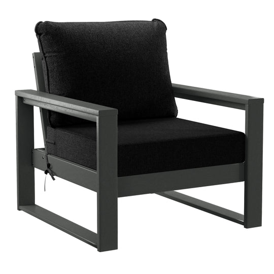 Montara Outdoor Modern HDPE Patio Club Chair with Waterproof Deep Seat Cushions (Set of 2)