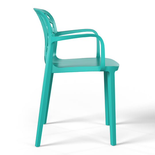 Playa Outdoor Modern Stackable Patio Dining Armchairs (Set of 2)