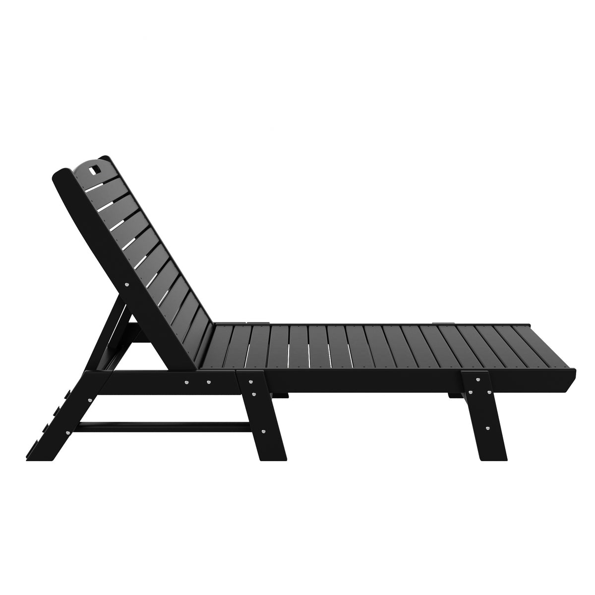 Malibu adjustable reclining chaise lounge in Black, view 3