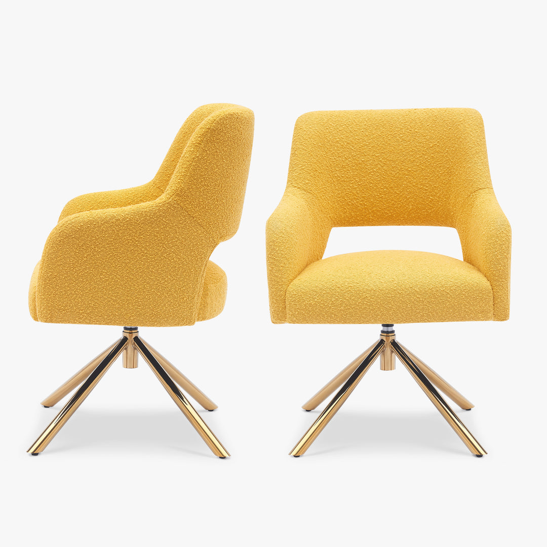 Genevieve Mid-Century Modern Wide Boucle Swivel Accent Arm Chair (Set of 2)