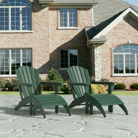 Dylan Outdoor Adirondack Chair With Ottoman 4-Piece Set