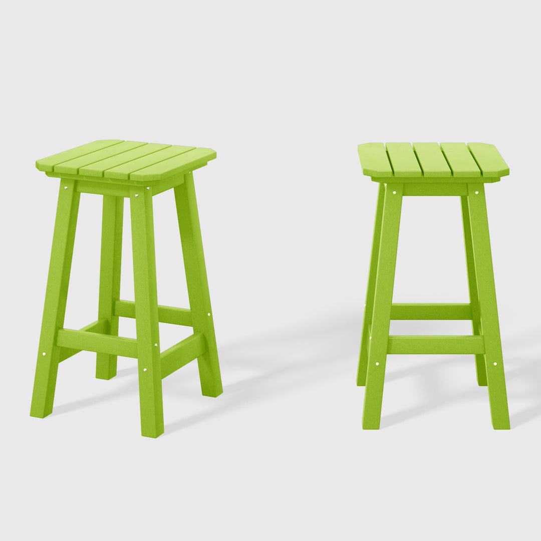 Malibu 24" HDPE Outdoor Patio Square Counter Height Bar Stool (Set of 2)