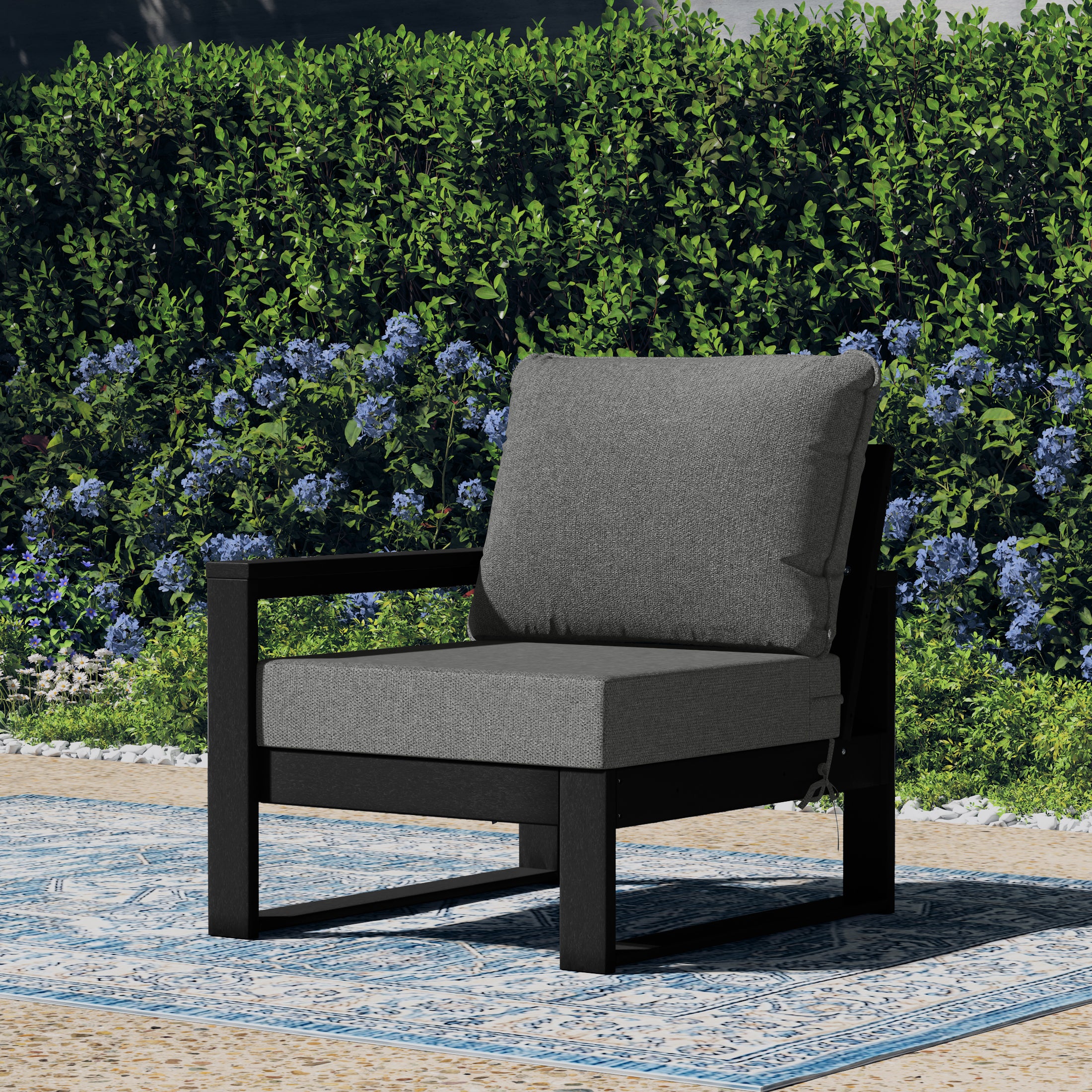 Montara Outdoor HDPE Left Arm Sectional Patio Corner Club Chair with Patio Cushions