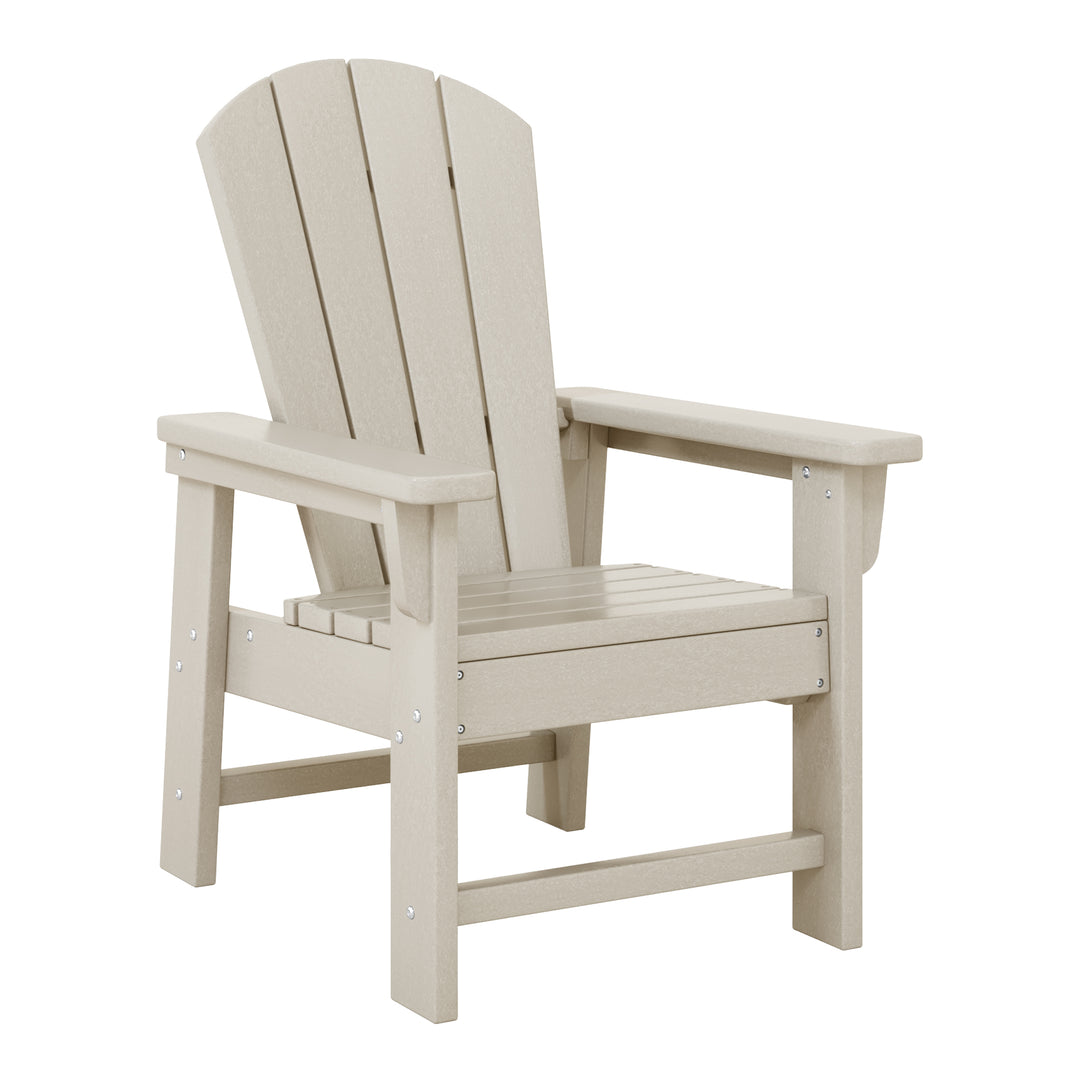 Malibu 2-Piece Kids Outdoor HDPE Adirondack Chair With Square Side Table Set