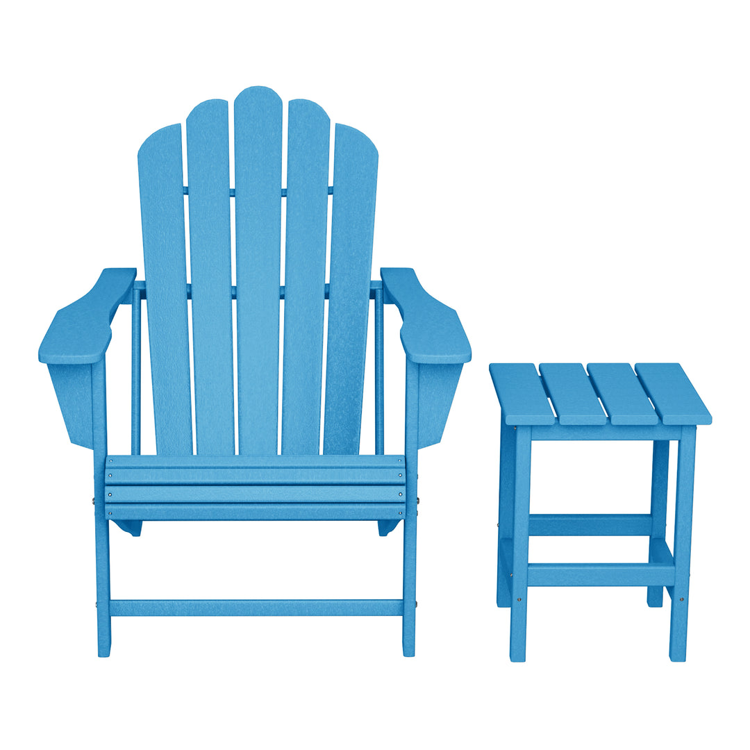 Highland Outdoor Patio HDPE Adirondack Chair With Cup Holder and Table Set