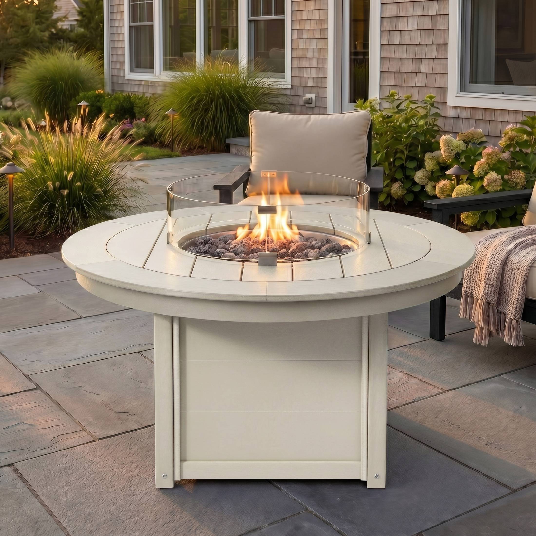 Helios 47" Modern Outdoor 55,000 BTU Patio Propane Round Fire Pit Table
