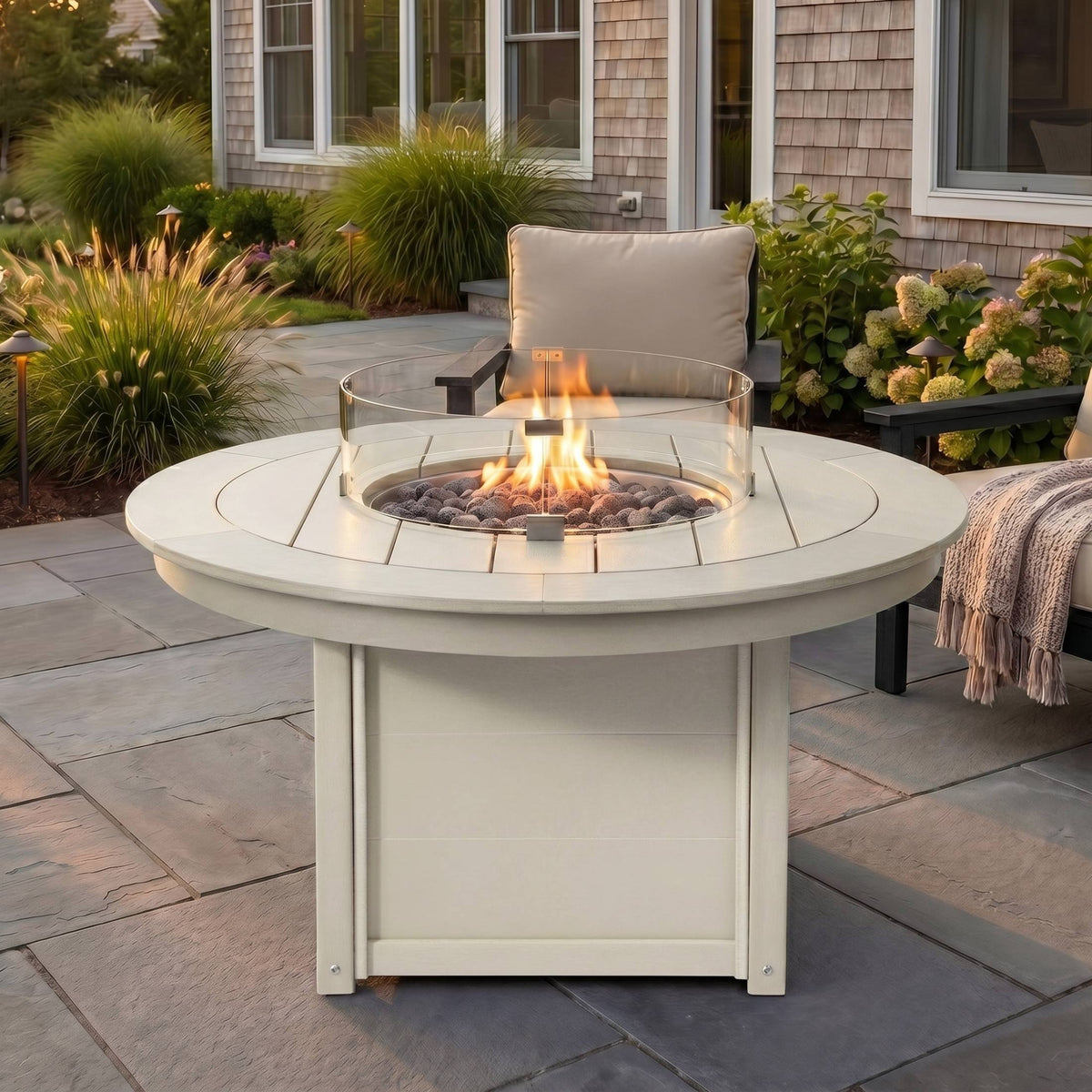 Helios 47" Modern Outdoor 55,000 BTU Patio Propane Round Fire Pit Table