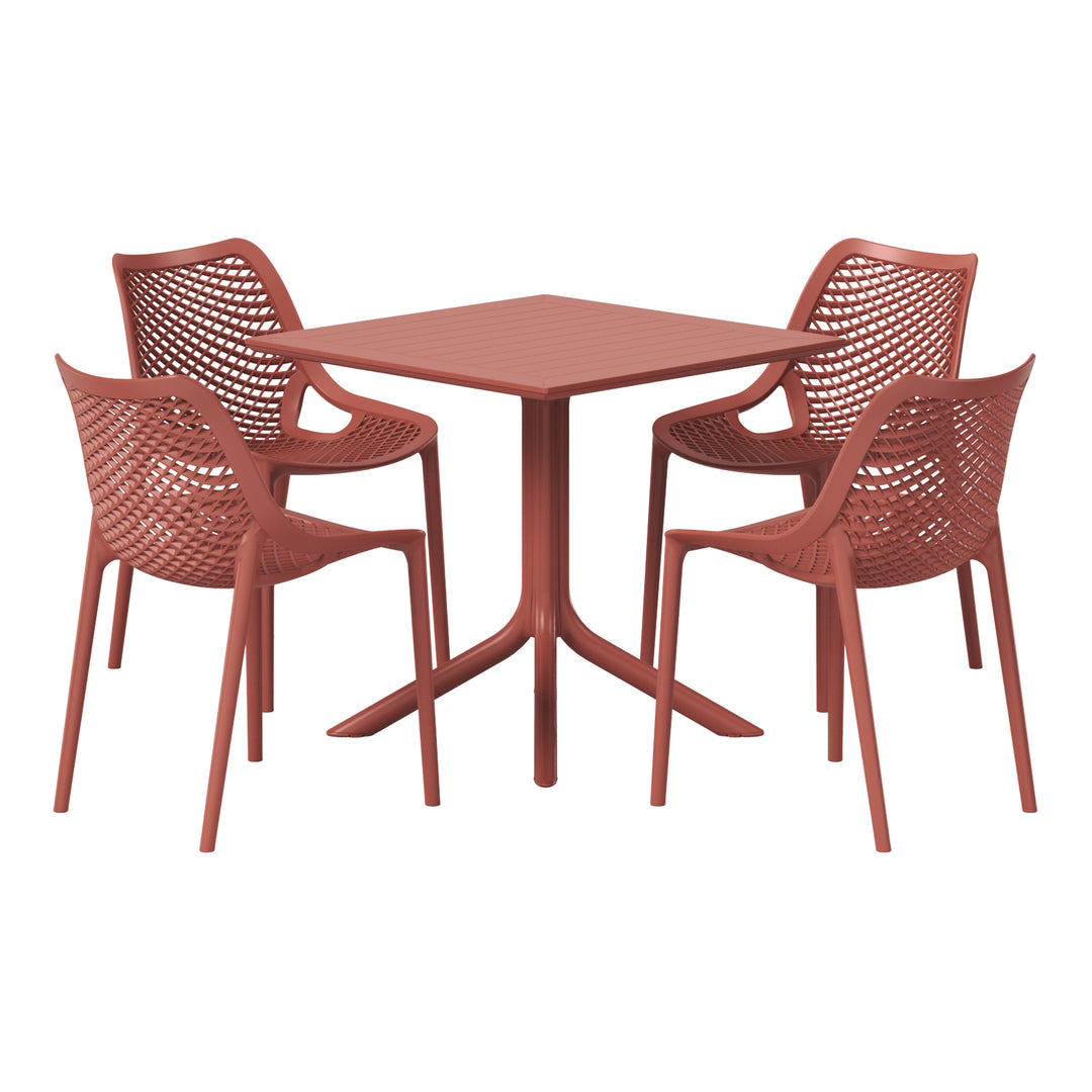 Playa 5-Piece Resin Square Patio Dining Table Set with Stackable Patio Dining Chairs