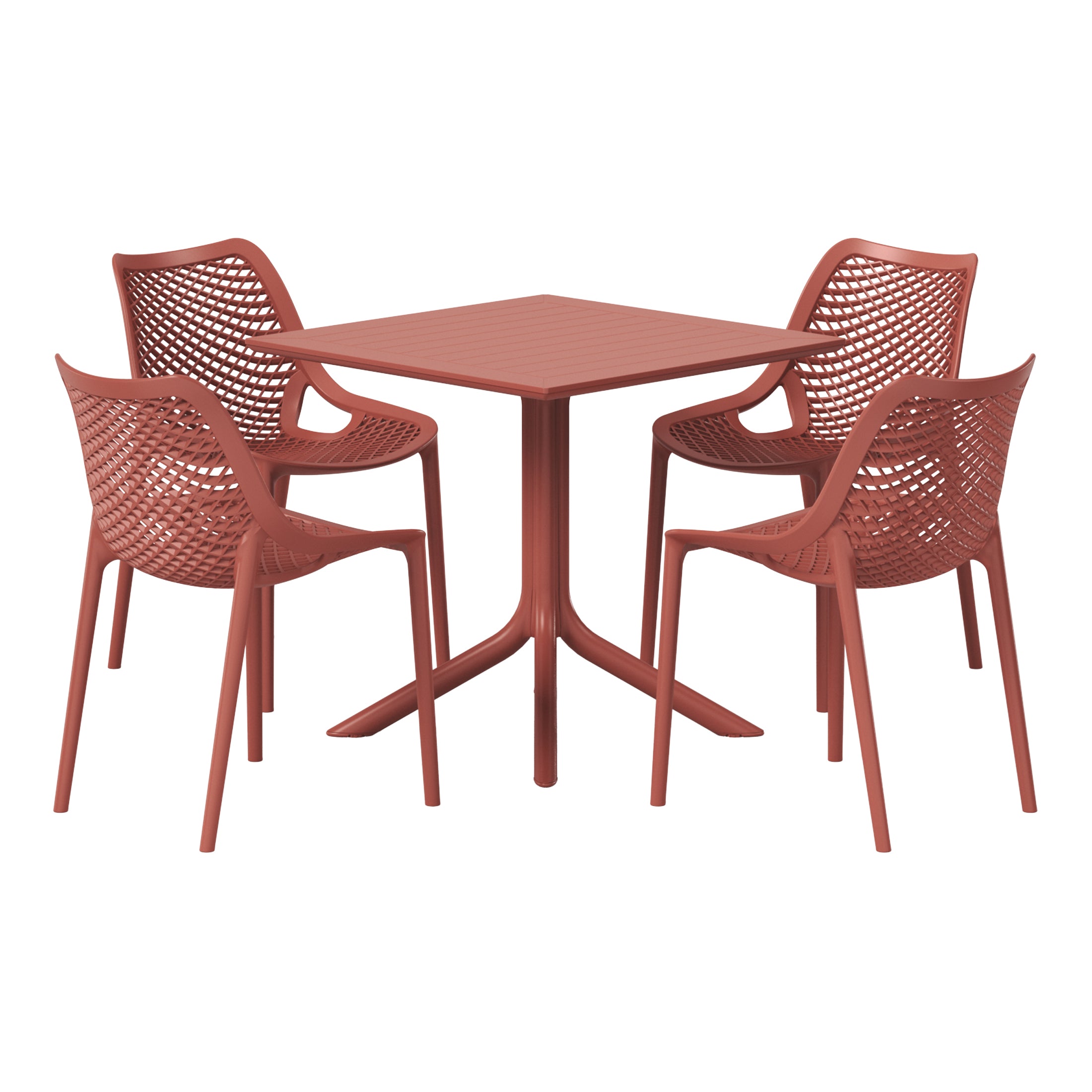 Playa 5-Piece Resin Square Patio Dining Table Set with Stackable Patio Dining Chairs