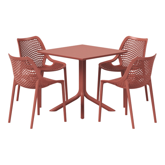 Playa 5-Piece Resin Square Patio Dining Table Set with Stackable Patio Dining Chairs